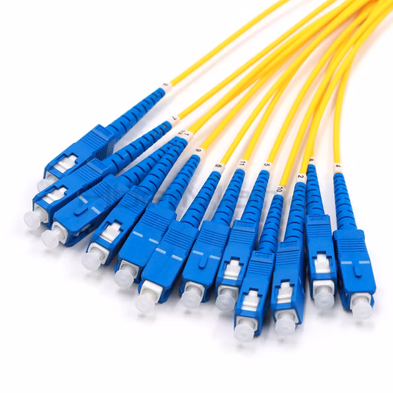 MTP/APC-Buchse auf 12 SC/UPC-Simplex-Fanout-Kabel, 12 Fasern, Singlemode, 9/125, 1 m (12-Faser-MTP/APC-SC/UPC-Breakout-Kabel)